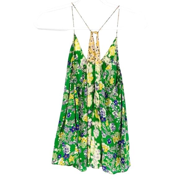 Rebecca Taylor | Silk Blouse Tank Top Green Yellow Purple Small - Picture 3 of 10